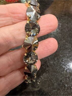 Smoky Crystal Gold-Tone Stretchy Bracelet
